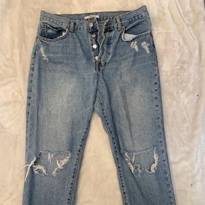 Distressed Straight Leg Jeans